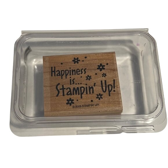 Happiness Is Stampin Up! Rubber Stamp Wood 2003 - Picture 1 of 3